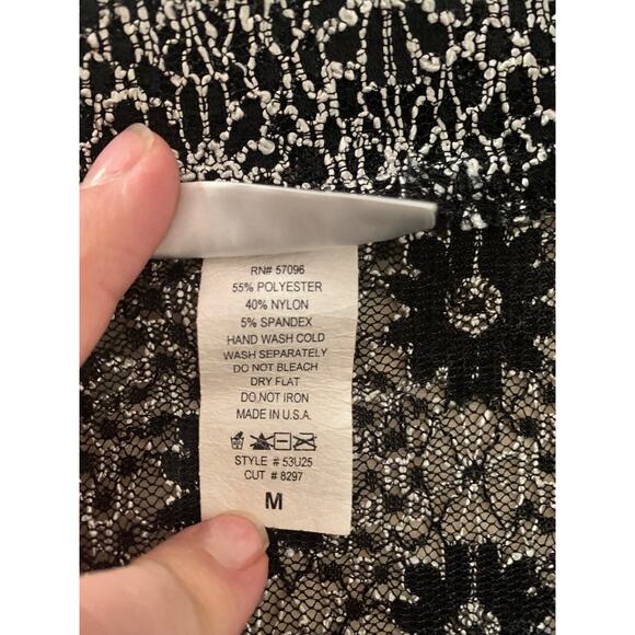 Nicola women's medium y2k black silver lace shirt whimsigoth 90s brat - Picture 4 of 9